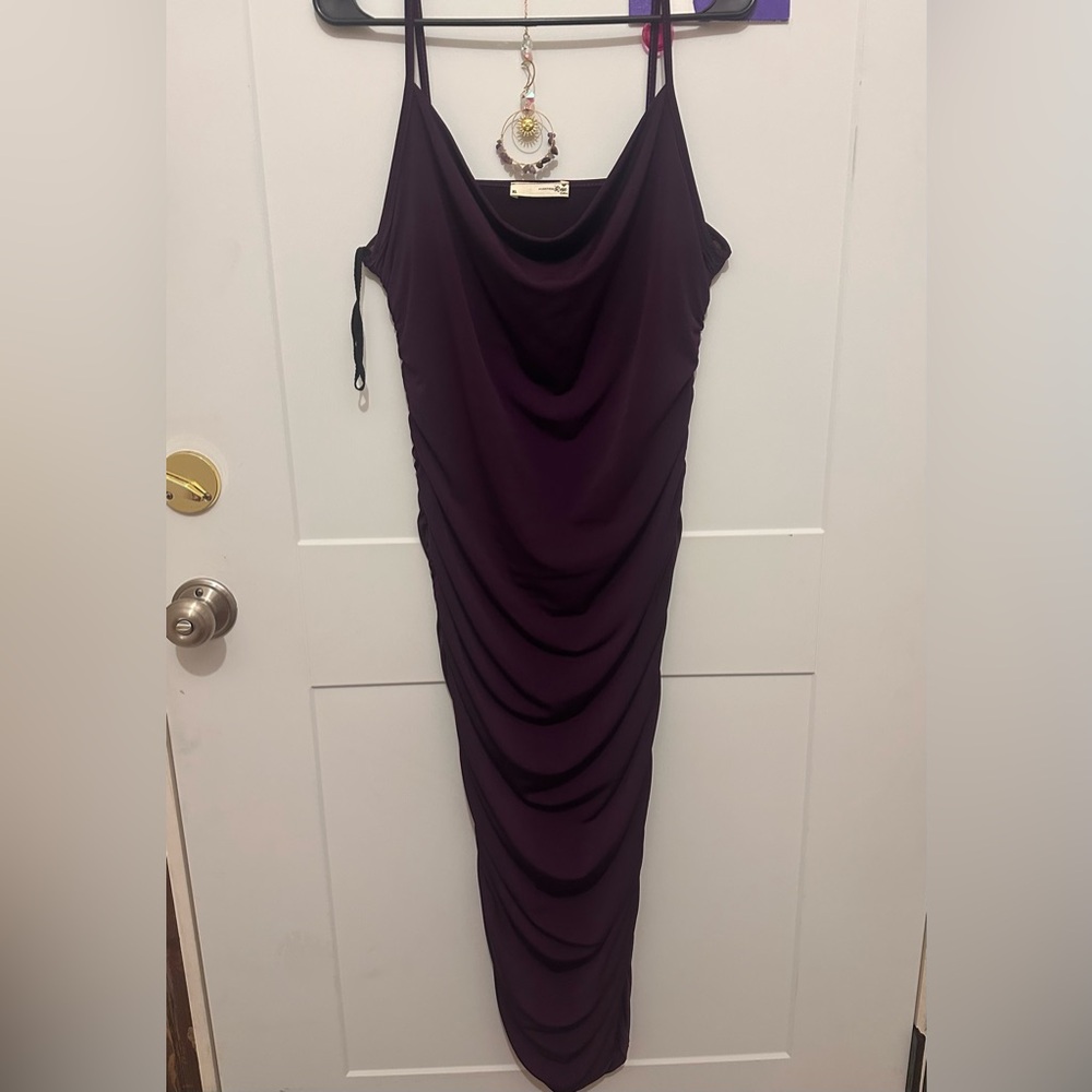 Draped Midi Dress in Deep Purple